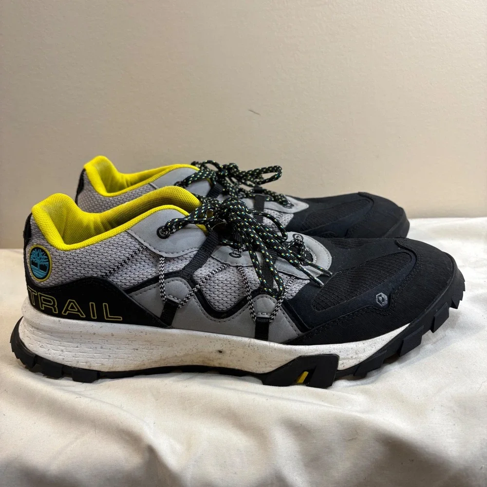 Timberland Trail Hiking Shoes Sneakers  Mens Size 10.5 Black Yellow Gray Lace Up